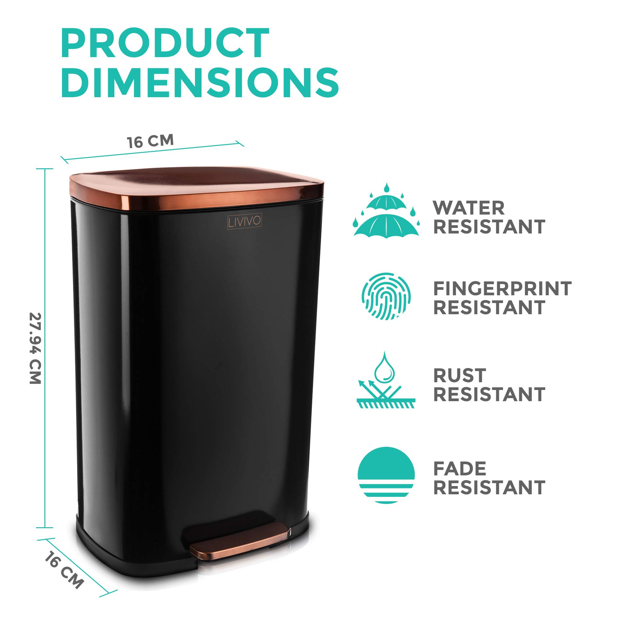 LIVIVO Stylish 50L Litre Stainless Steel Recycling Bin Pedal Waste ...