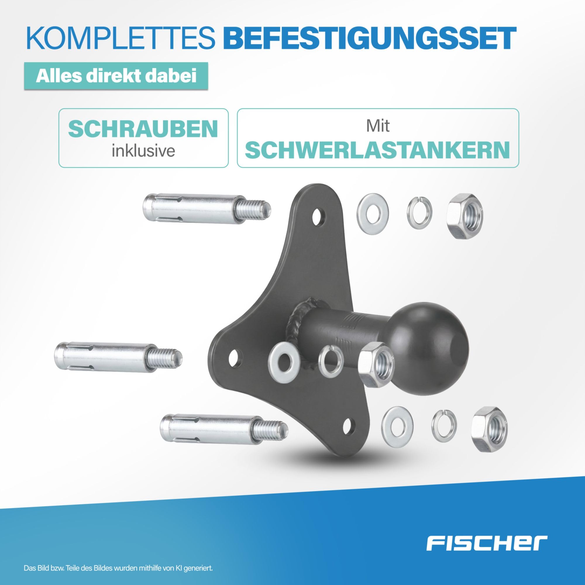 Fischer Wandhalterung für Kupplungsfahrradträger, Fahrrad-Auto-Zubehör, 50kg belastbar