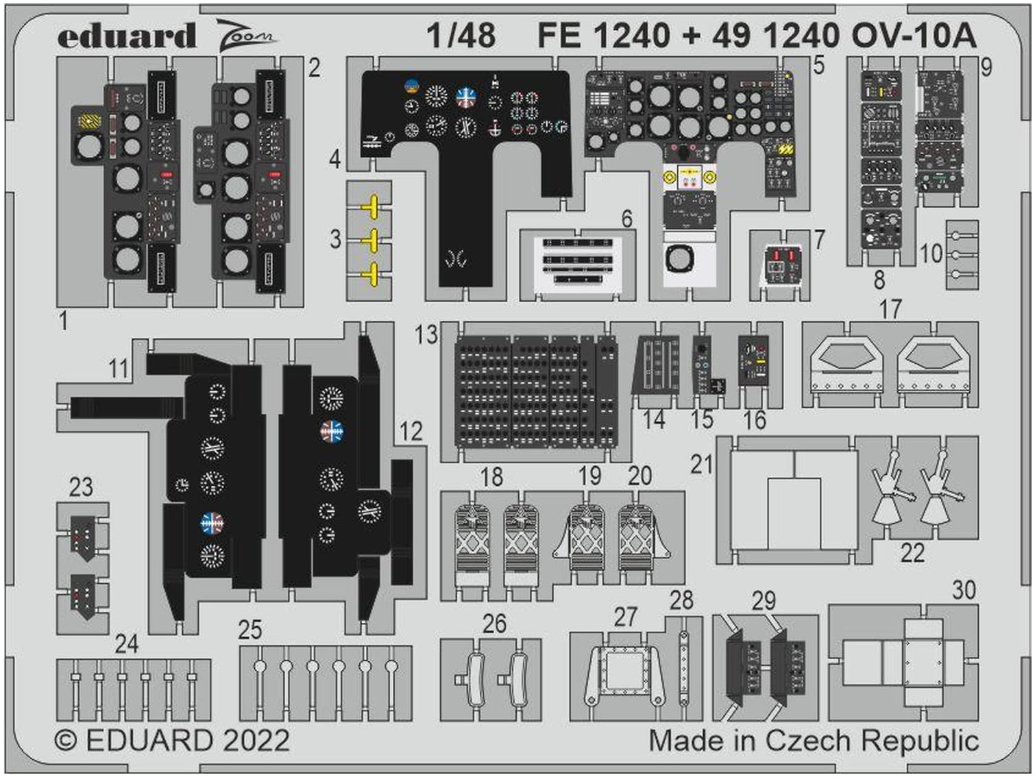 Eduard EDUFE1240 1/48 Zoom Series North American OV-10A Bronco Etched Parts (For ICM) Plastic Models