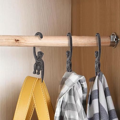 Miniatura 2 de Sumnacon Gancho en S, 4 ganchos de hierro fundido para baño, cocina, jardín, ganchos colgantes de mono para colgar plantas, semillas de pájaros,