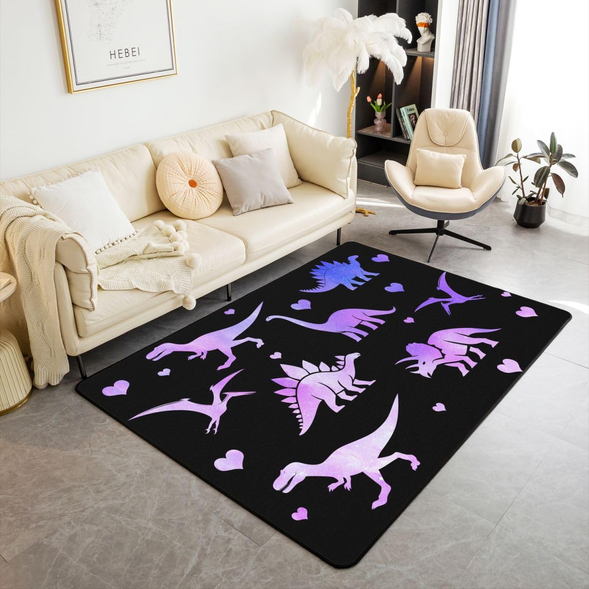 Homewish Lila Dinosaurier 100x150 Teppiche Wohnzimmer