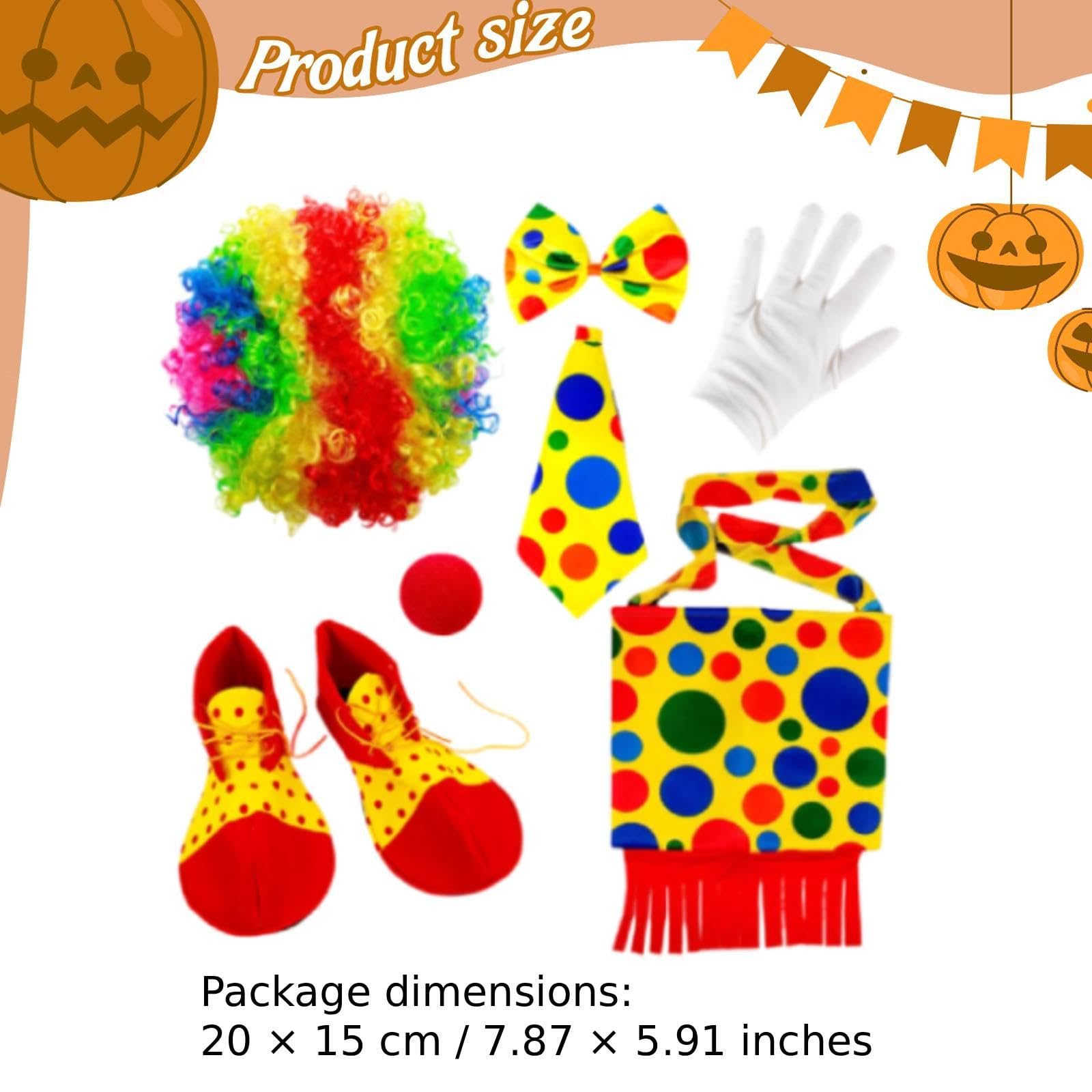 Set da Clown per Giochi di Ruolo con Parrucca Arcobaleno E Accessori per, Feste di Halloween, Carnevale, Feste di Compleanno, Spettacoli, Style C