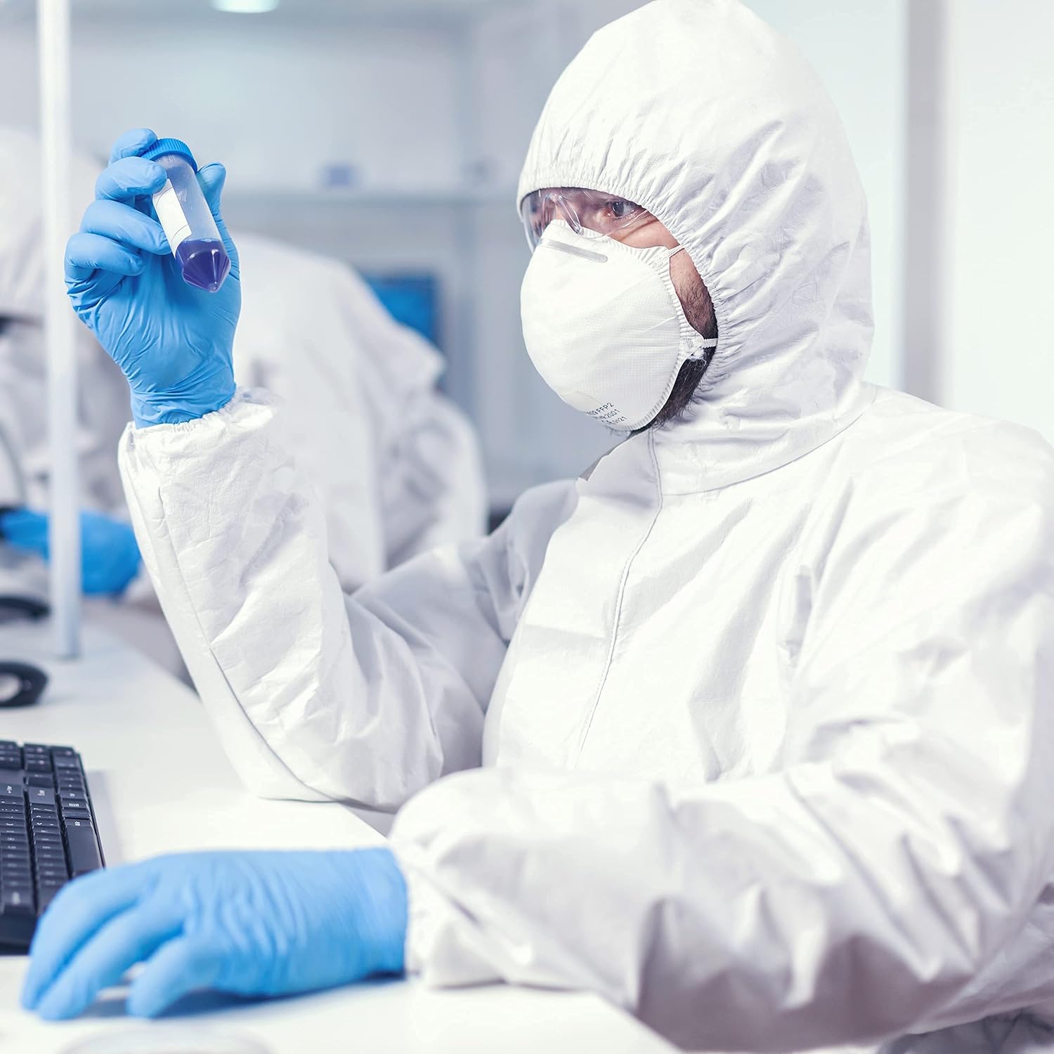 AMZ Hazmat Suits Disposable Coveralls X-Large. Pack of 5 White Protective Suits with Attached Hood, Boots, Zipper Front. 60 gsm Microporous Paint Suit, Protective Clothing, Unisex Painters Suit: Tools & Home Improvement