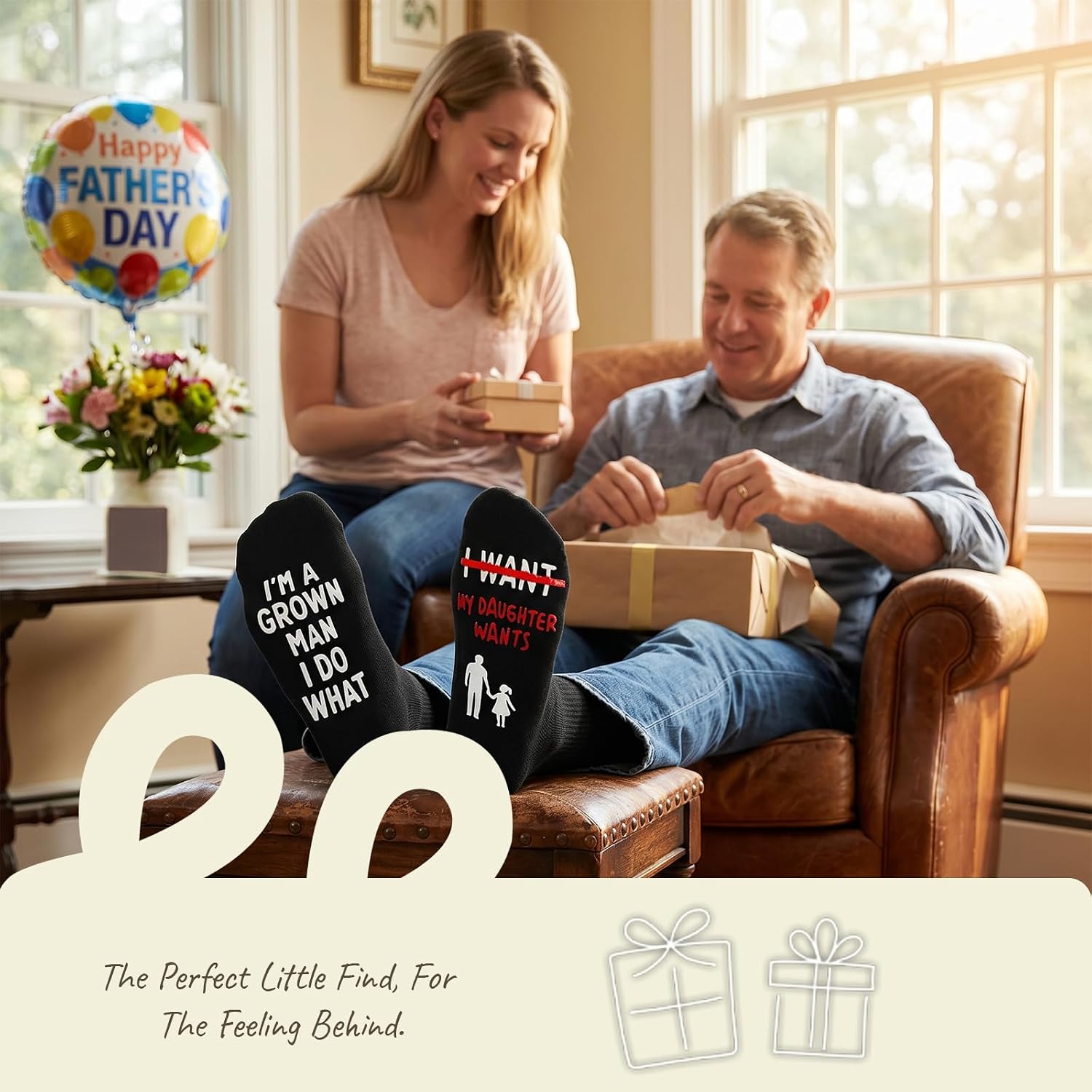 Funny Dad's Socks,Fun Gifts from Daughter to Dad on Birthday, I'm a Grown Man; I Do What My Daughter Wants Socks