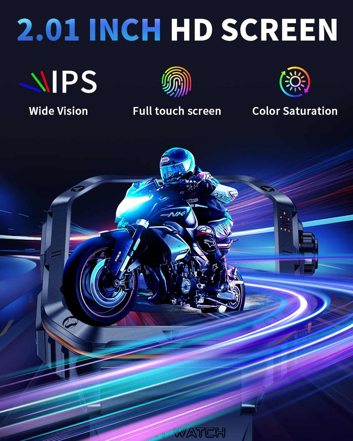 Military Smarty Watch for Men, 2.01" Smartwatch with 1200mAh Battery, Flashlight, Answer/Make Calls, Heart Rate/Sleep Monitor 100+ Sport Modes Fitness Tracker for Android/iPhone