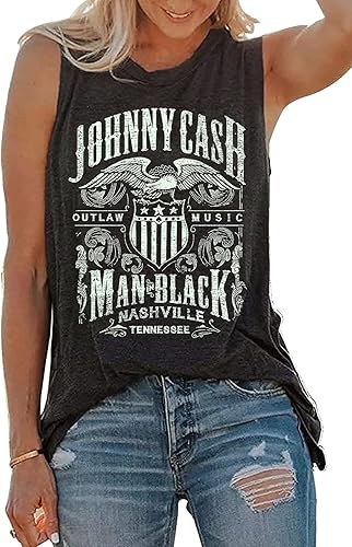 Camiseta sin mangas con diseño de música country para mujer, estilo vintage de Nashville Tennessee con gráficos, de verano, casual, para vacaciones