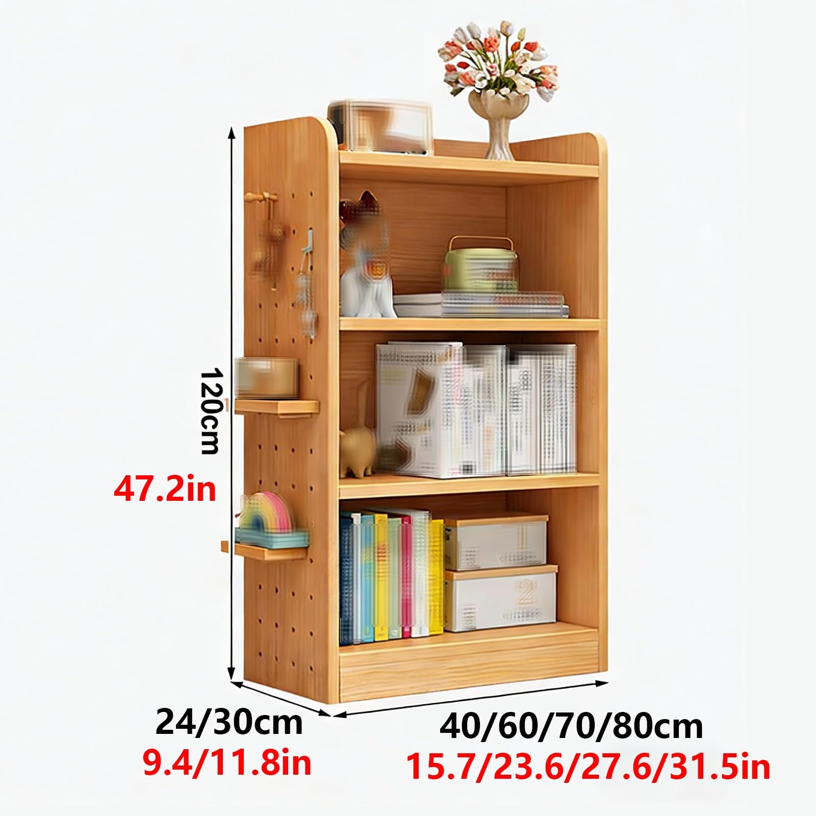 Scaffalatura Legno Scafali Ripostiglio Pannelli Laterali Forati con Pannello Posteriore Bordi Arrotondati Adatto per Uffici, Camere da Letto e Lavanderie Scaffale in Legno(80 * 30 * 120cm)