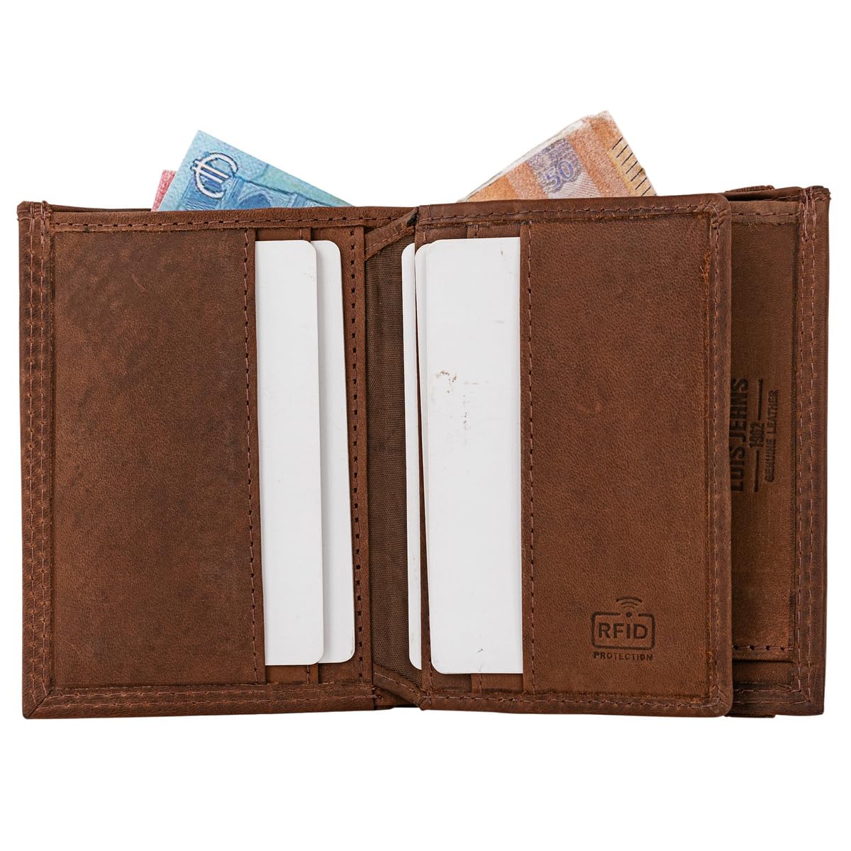 Lois - Carteras para Hombre Elegantes de Alta diseño Moderno. Billeteras para Hombre compactas Estilo clásico Cartera Monedero Funcional.