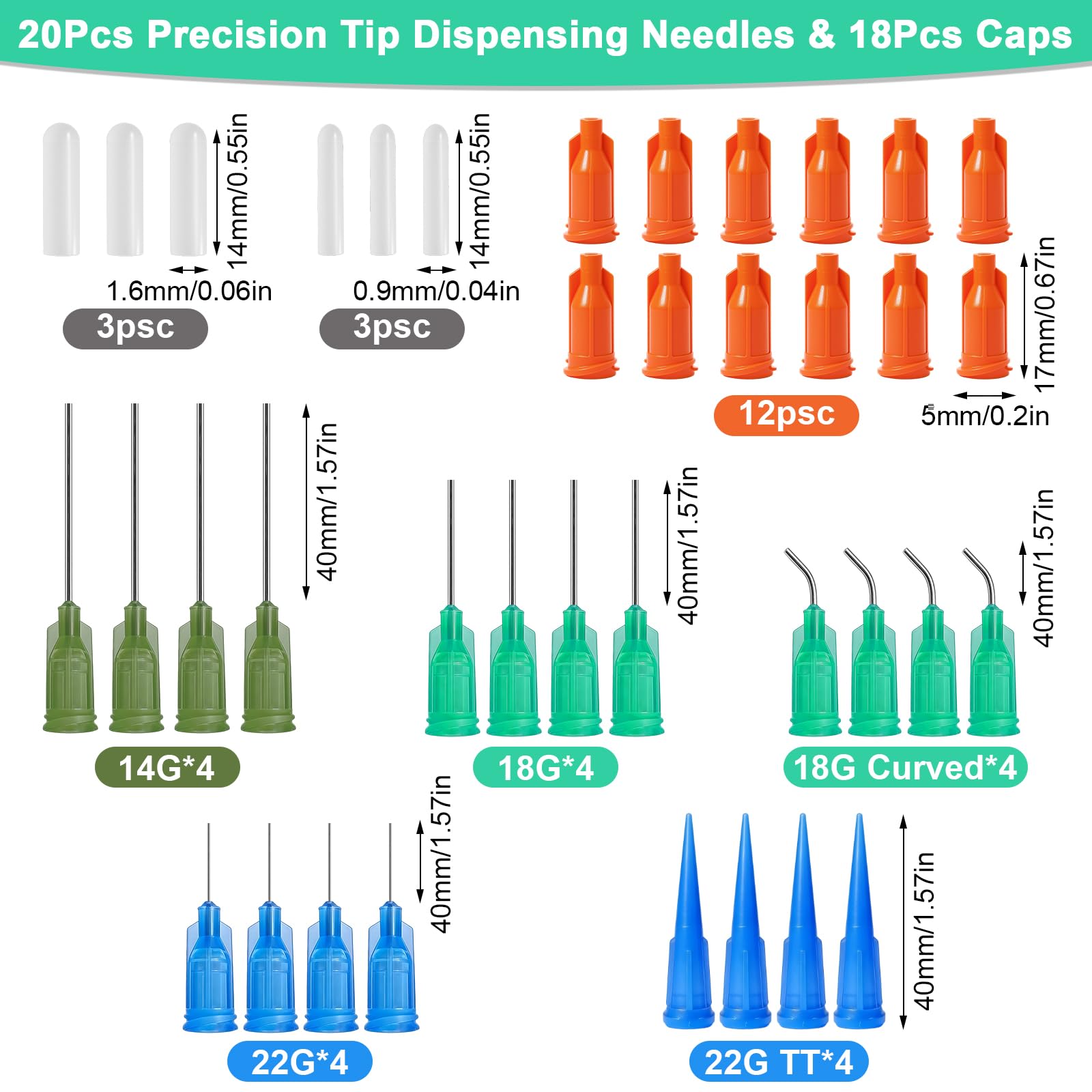 4 Pcs Applicateur de Bouteille Aiguille 30/50 ml, kit de Seringues de 1/3/5/10 ml, Flacons Aiguilles avec Aiguille de Distribution et Capuchons pour Colle Bricolage Huile Peinture Acrylique, 56pc