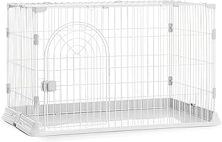 犬 ケージ 犬用サークル ペットケージ 犬 ゲージ 屋根付き 幅76×奥行51×高さ46cm ペットサークル 小型犬 中型犬 ペット用品 ドッグサークル 折りたたみ 組立簡単 室内外兼用 (ホワイト 76x51x46cm)