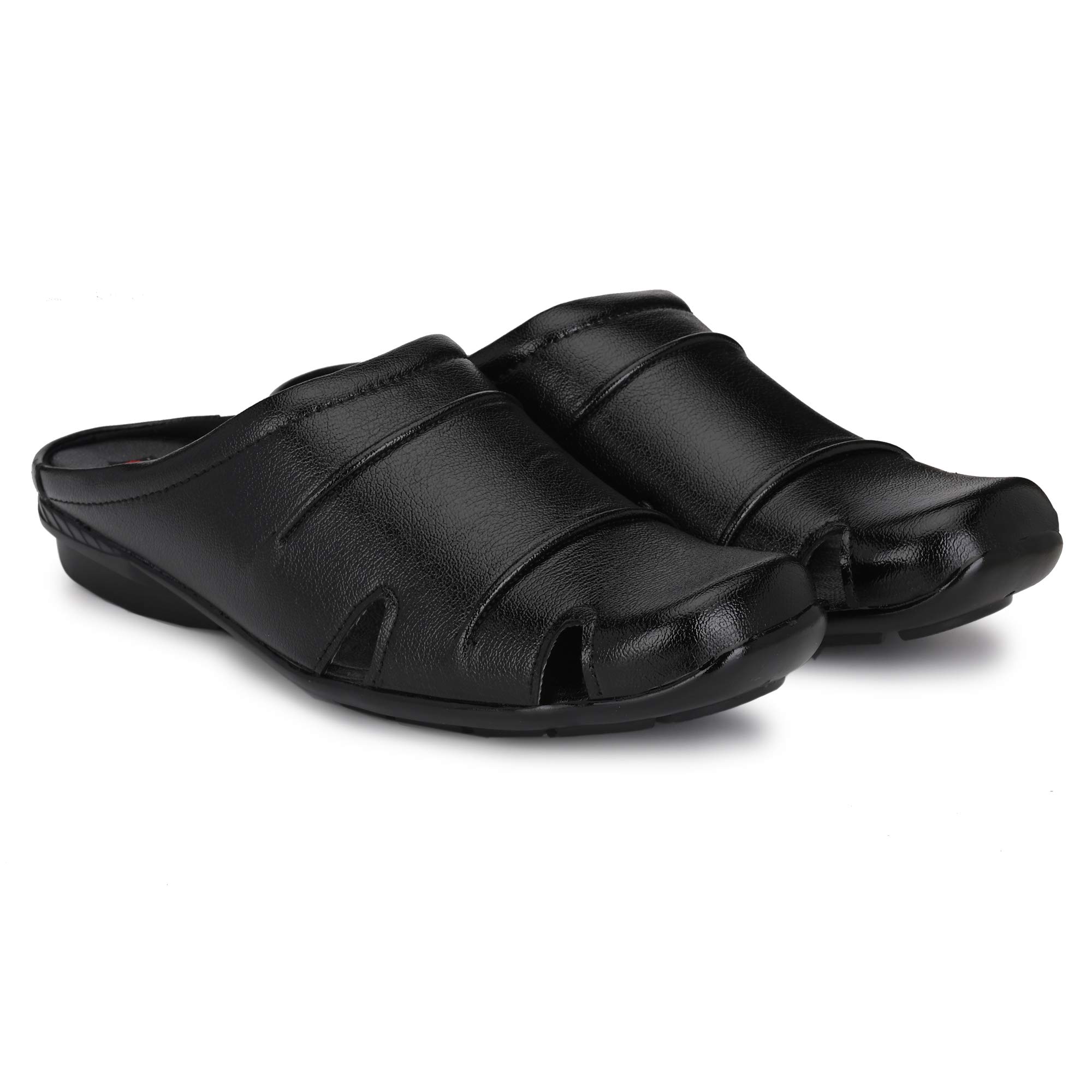 Men's Genuine Leather Extra Cushioned Mule Open Patern Shoes Athletic & Outdoor Sandals