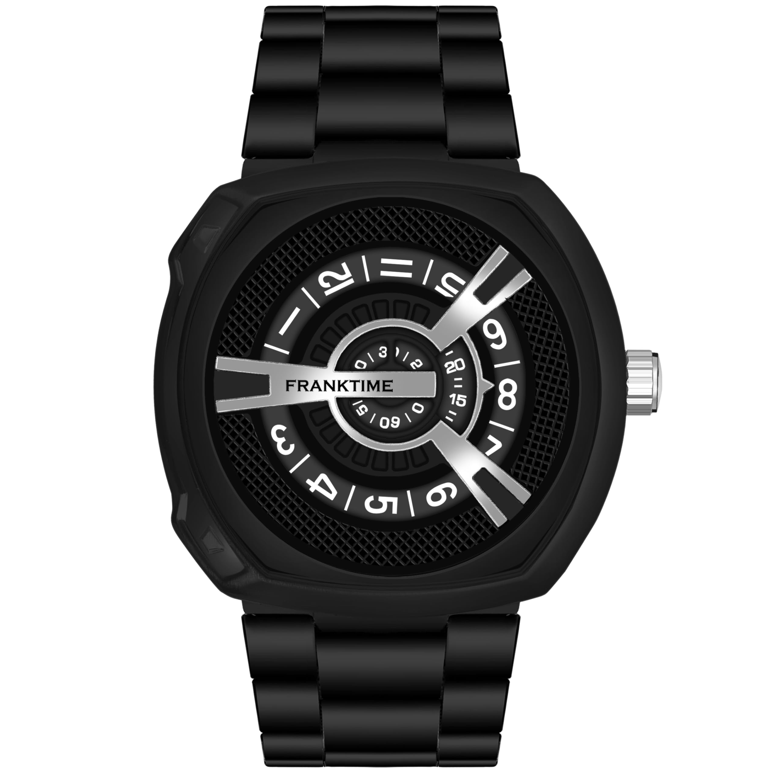 Franktime - Flying Disc Luxury and Premium Edition Analog Watch for Mens and Boys | Black Dial Watch for Men | Adjustable Chain Strap Wrist Watch for Men (B0CM4NV5PJ) Amazon Price History, Amazon Price Tracker