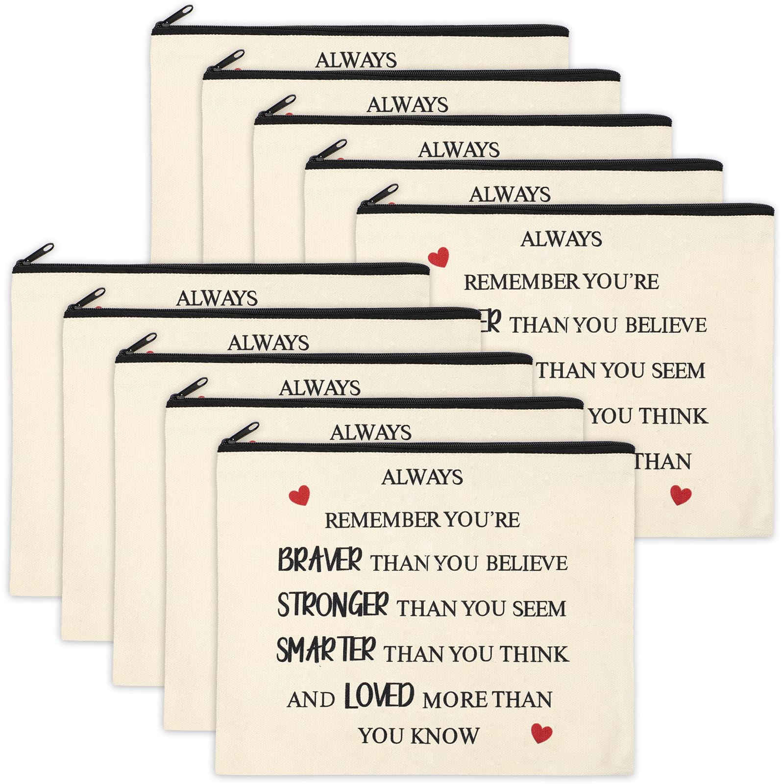 Coume 12 Pieces Thank You Supply Makeup Bag for Women Inspirational Appreciation Gift for Coworker Teacher Nurse Employee Social Worker Volunteer