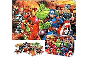 NEILDEN Superhero Puzzles for Kids Ages 4-6, 60-Piece Puzzle in Metal Box
