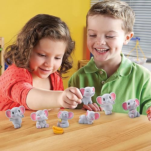 Miniatura 6 de Paquete de 6 mini figuras de elefante para decoración de pasteles, encantadores personajes de elefantes, decoración de jardín de hadas en miniatura