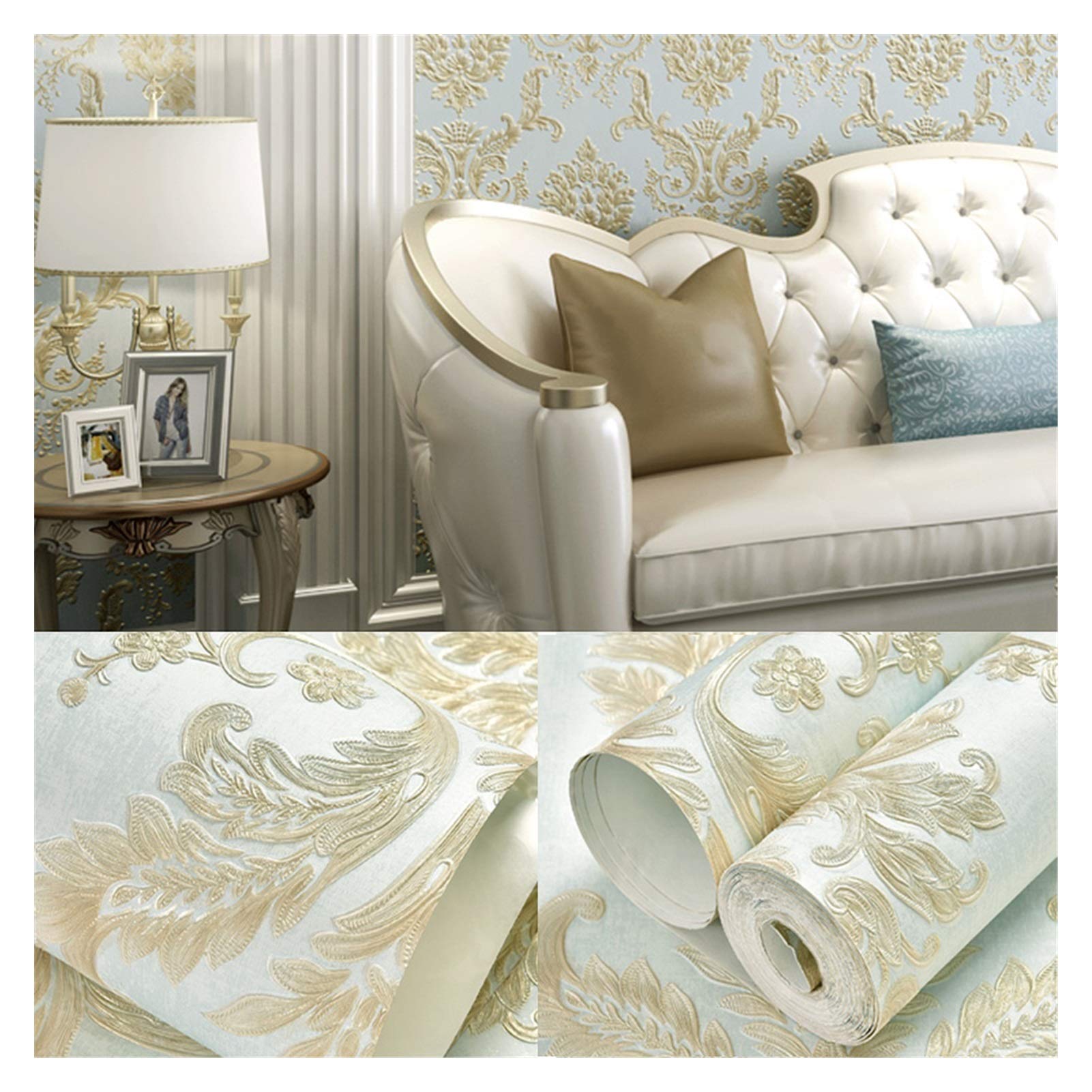 Carta da Parati Carta Da Parati Autoadesiva Modello In Rilievo Blu Sbucciato E Incollato Carta Di Contatto 0.53x3m / 0.53x6m, Materiale Decorazione Squisito Per Soggiorno, Camera Da Letto E Sala Da Pr