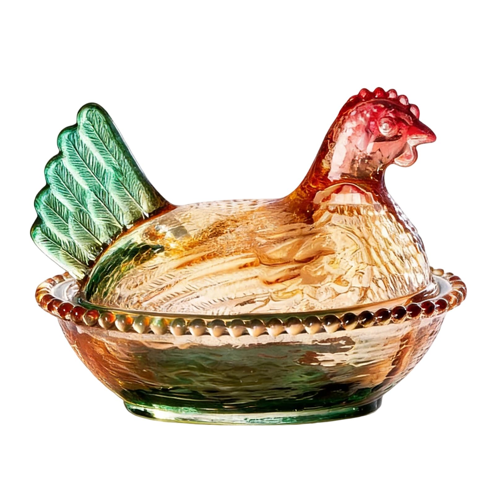 Shurhome Glass Candys Jar Hen on Nest Candy, Cookie Jars Biscuits Food Storage Container Decorative Snacks Bowl Glass Hen
