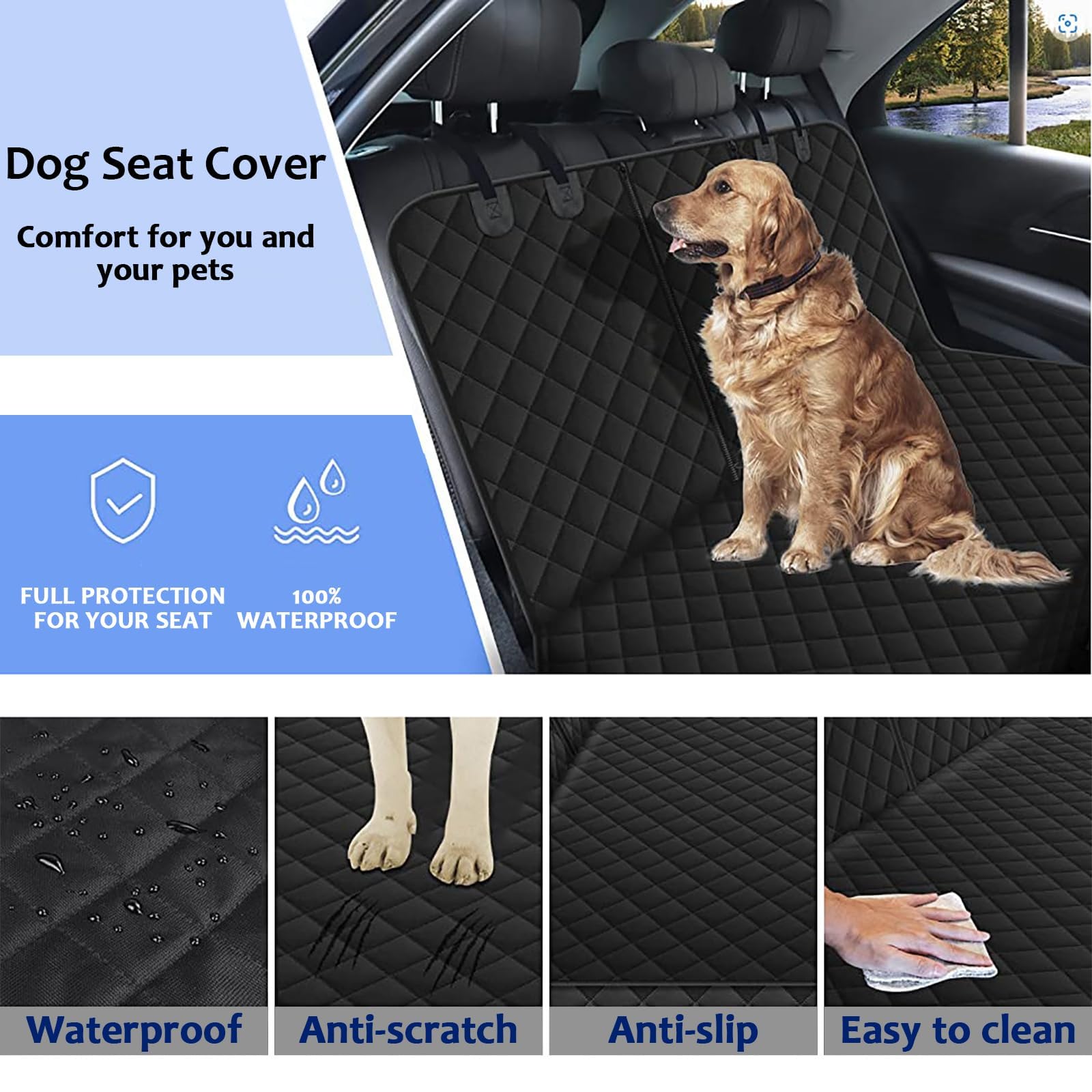 Hundedecke Auto Rückbank für FIAT 600 Hybrid 2024 2025+, Autoschondecke Hund Rücksitz, Wasserabweisender Rückbankschutz Hund, Robuste Hundematte