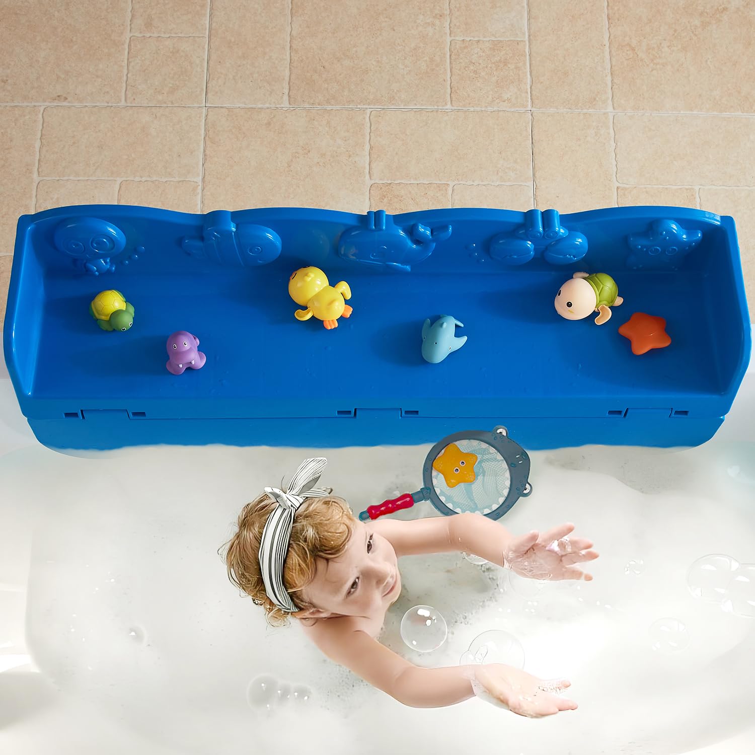Protection Anti-éclaboussures Pour Baignoire - Silicone Avec 4 Poches Filet - 55x40 Cm - Ventouses Incluses