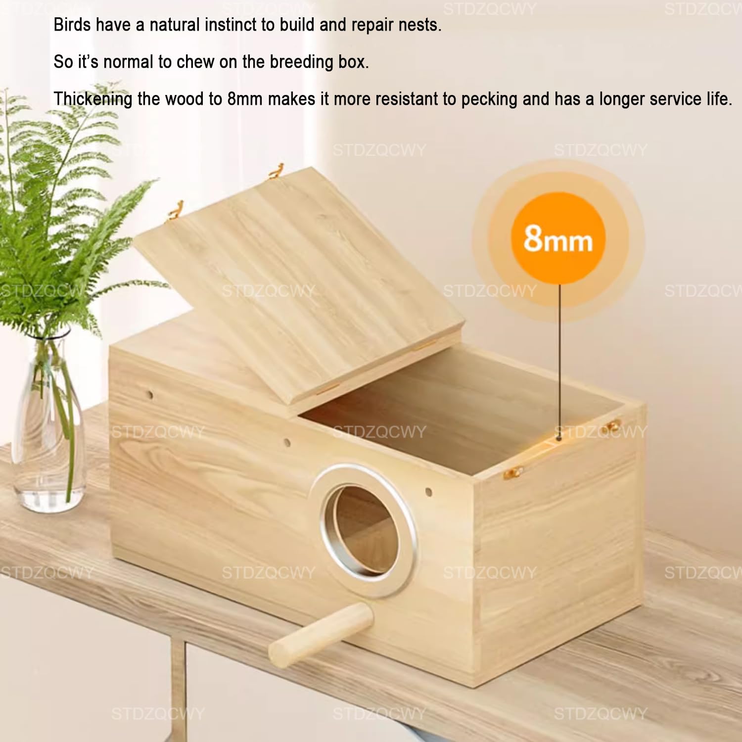 Caja Nido Resistente, Caja Nido para Periquitos, Caja Nido para Pájaros, Jaula, Casa De Madera, para Agapornis Pinzones, Periquito Cacatúa, Loro Conure, Planeador del Azúcar, Ardilla, Rata, Pinzón