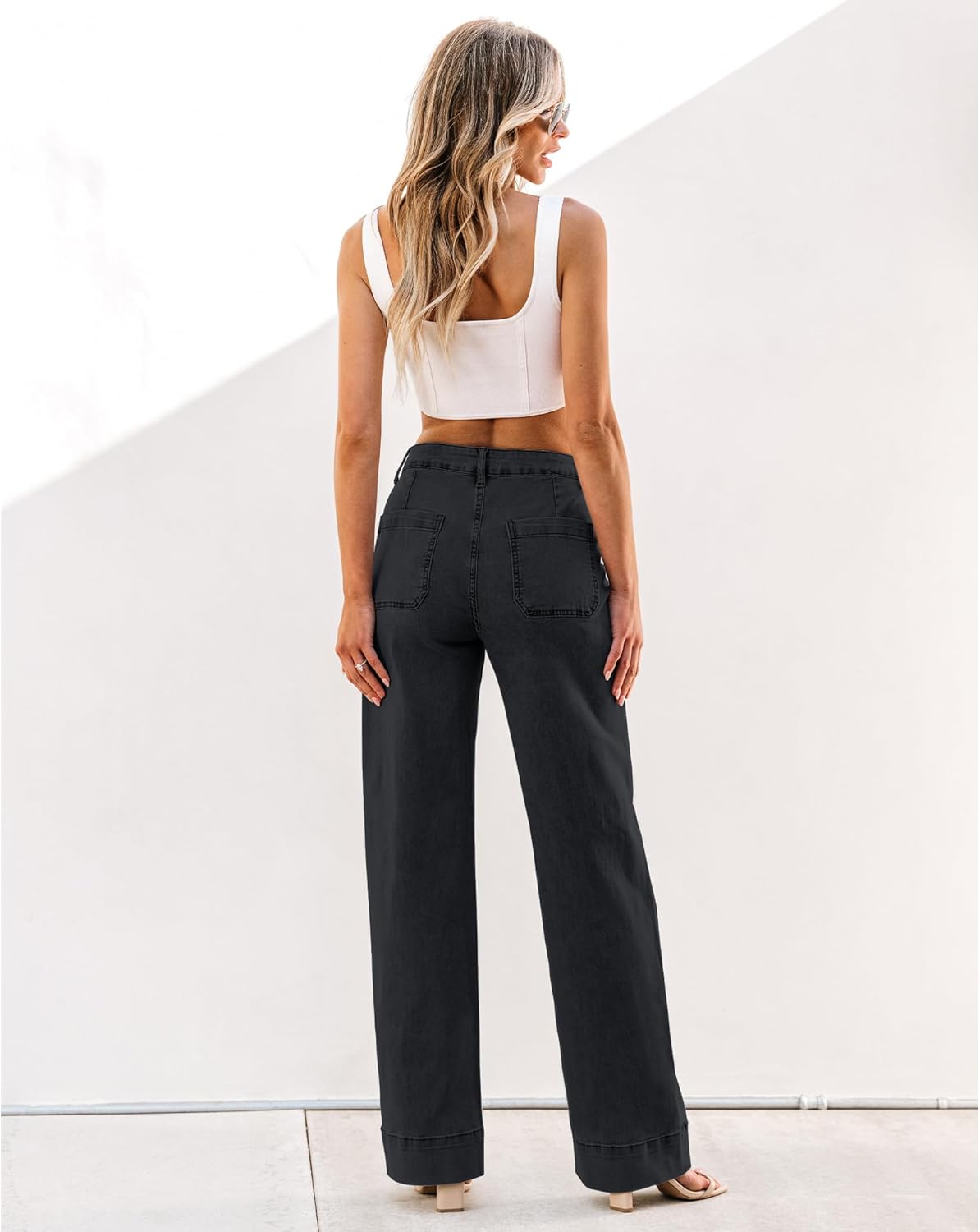 luvamia Wide Leg Jeans for Women Trendy High Waist Straight Leg Baggy Jeans Stretchy Denim Pants Trouser Jeans