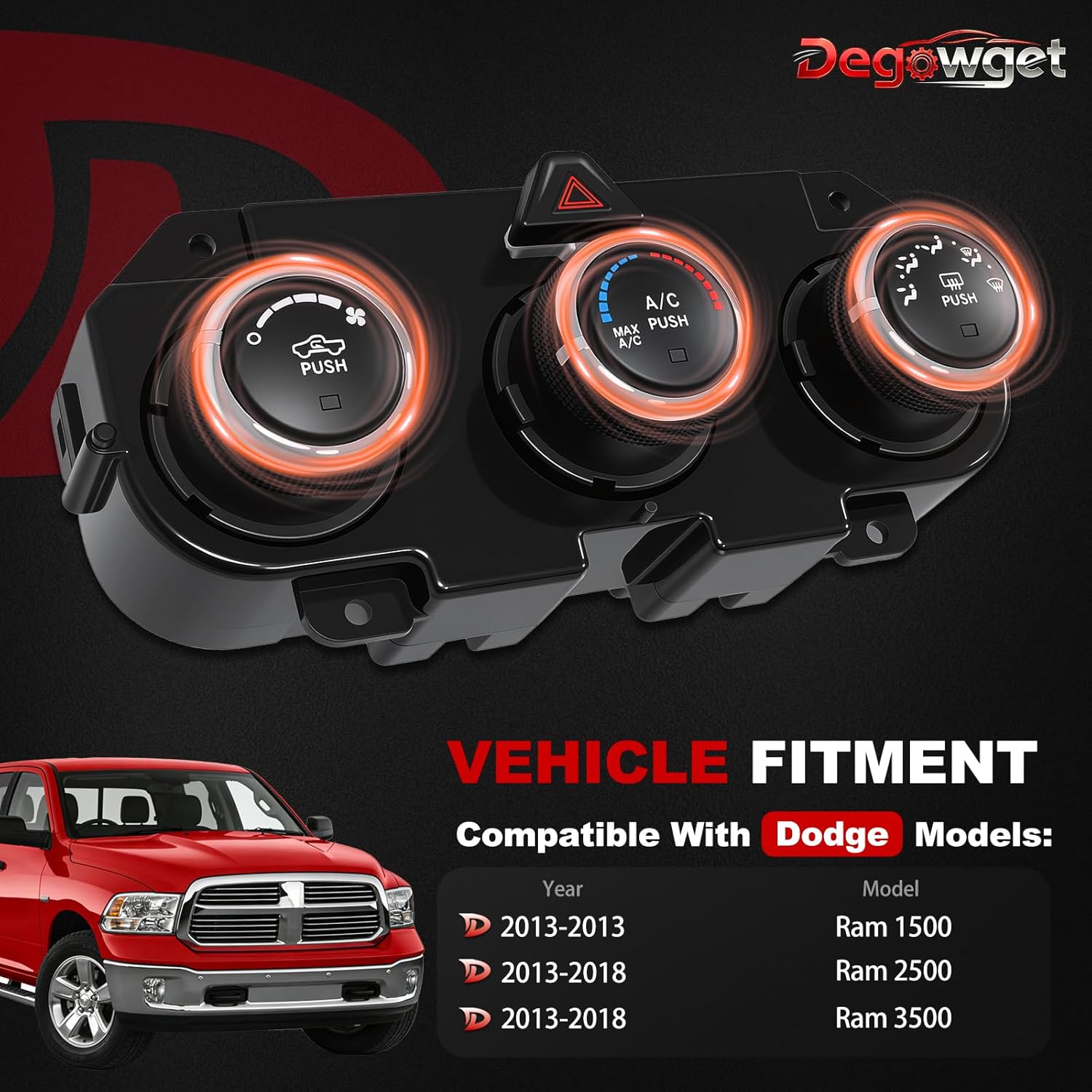 AC Heater Climate Control Module 68268189AA Compatible with Ram 1500 2500 3500 Front Climate Heater Control Unit Module Replaces 68226600AA