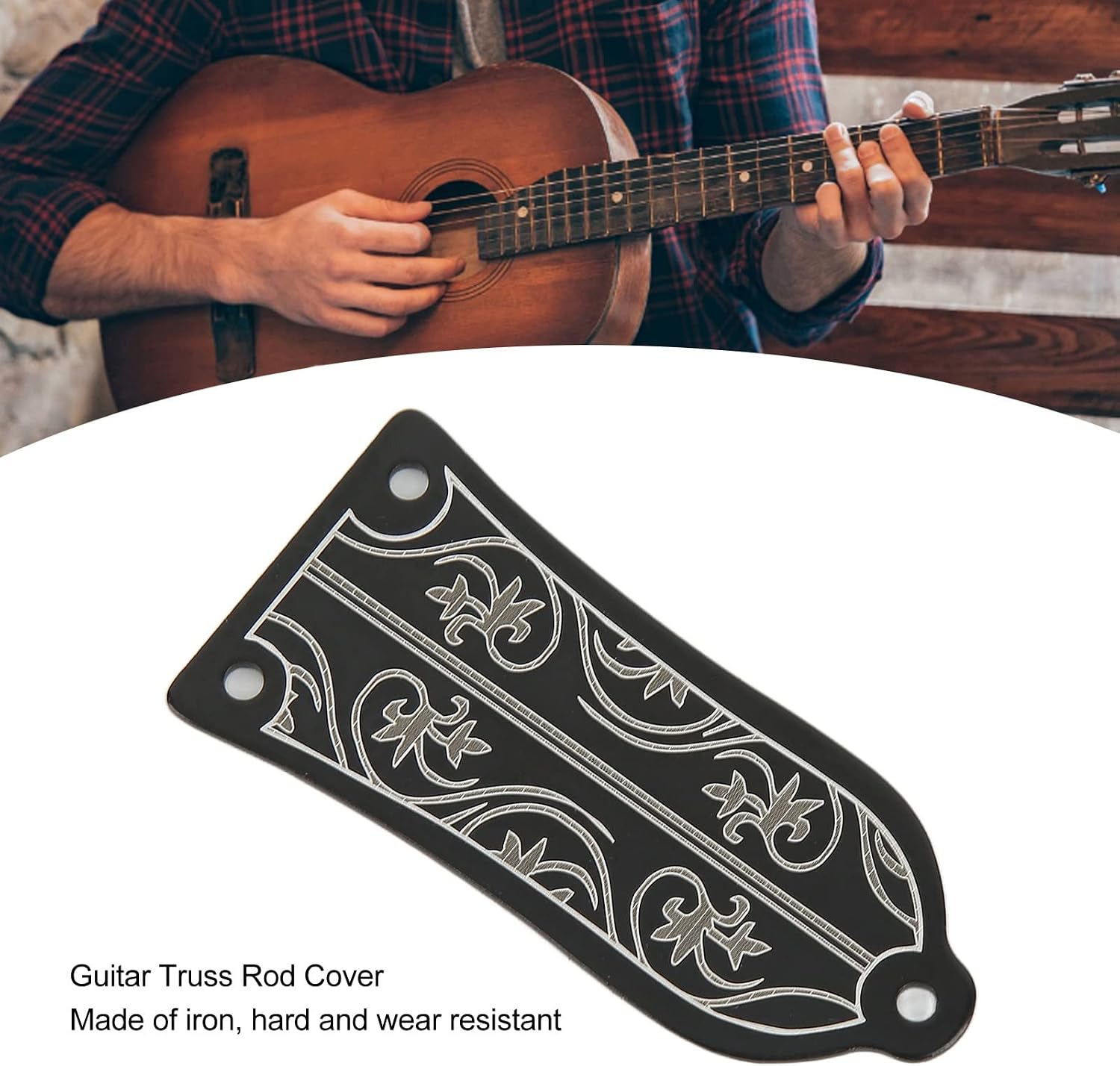 Plastic Truss Rod Cover with Screws Pattern Decoration Metal Cover Plate Guitar Accessories For Electric Guitar