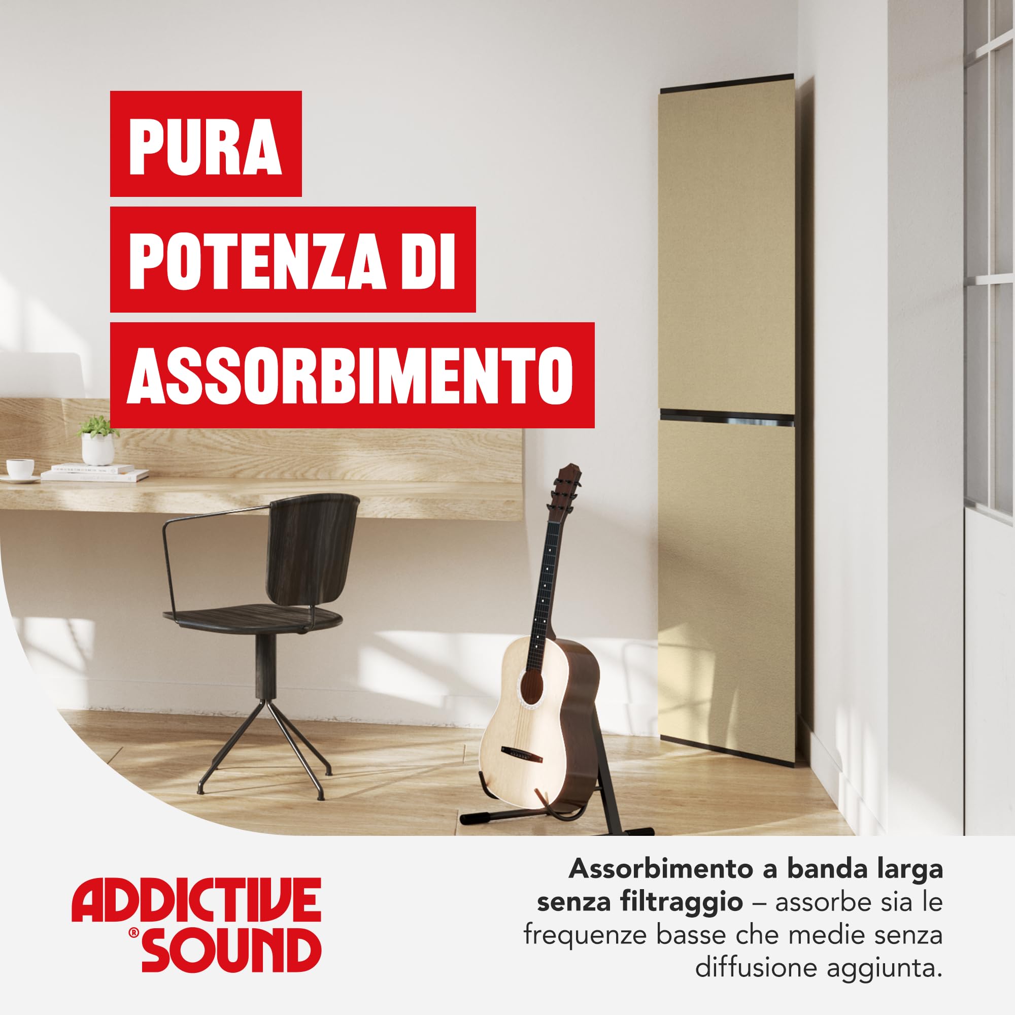 Addictive Sound Bass Trap Angolare Premium - Qualità Studio - Lana Acustica Specializzata 80-2000 Hz - Prodotto nell'UE - Impilabile Autoportante - Garanzia 36 Mesi - 100cm, Nero