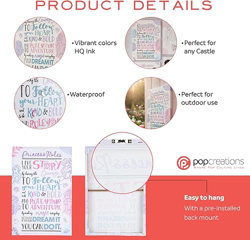 Miniatura 4 de POP Creations Disney Princess House Rules - Lienzo decorativo para pared, con cita inspiradora, 16 x 24 pulgadas, Ariel - Lienzo estirado prémium