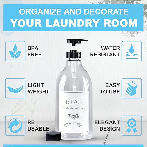 Miniatura 4 de Dispensador de blanqueador para cuarto de lavado, dispensador de botellas para blanqueador líquido, sin BPA y dispensador de jabón de plástico PET