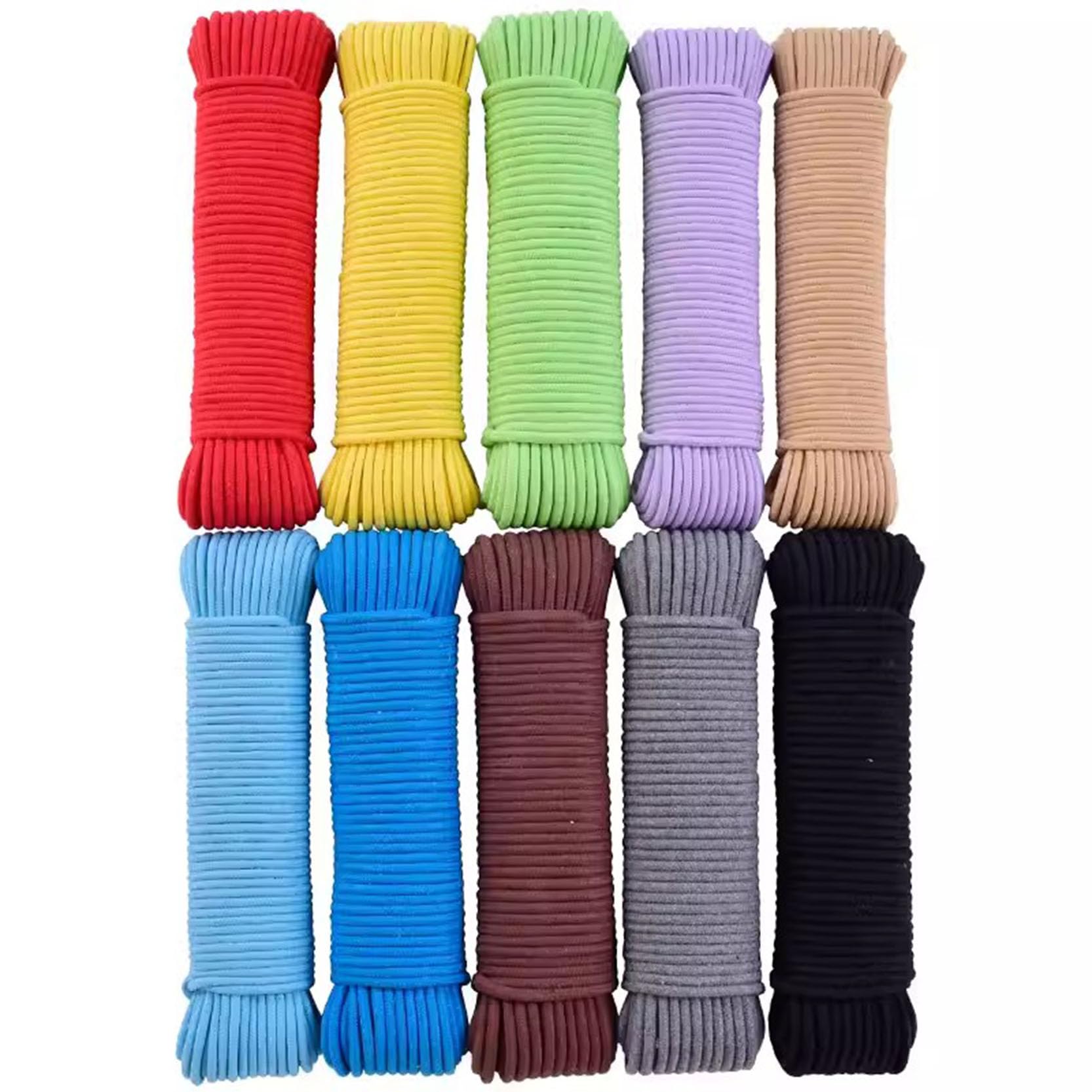 Cordón de macramé 6/8/10 mm Cuerda de algodón Suave Colorido,Cuerda de macramé hilada con núcleo Grueso 164 pies,Cuerda de Hilo de algodón Multiusos Perchas de Plantas,Black-8 mm