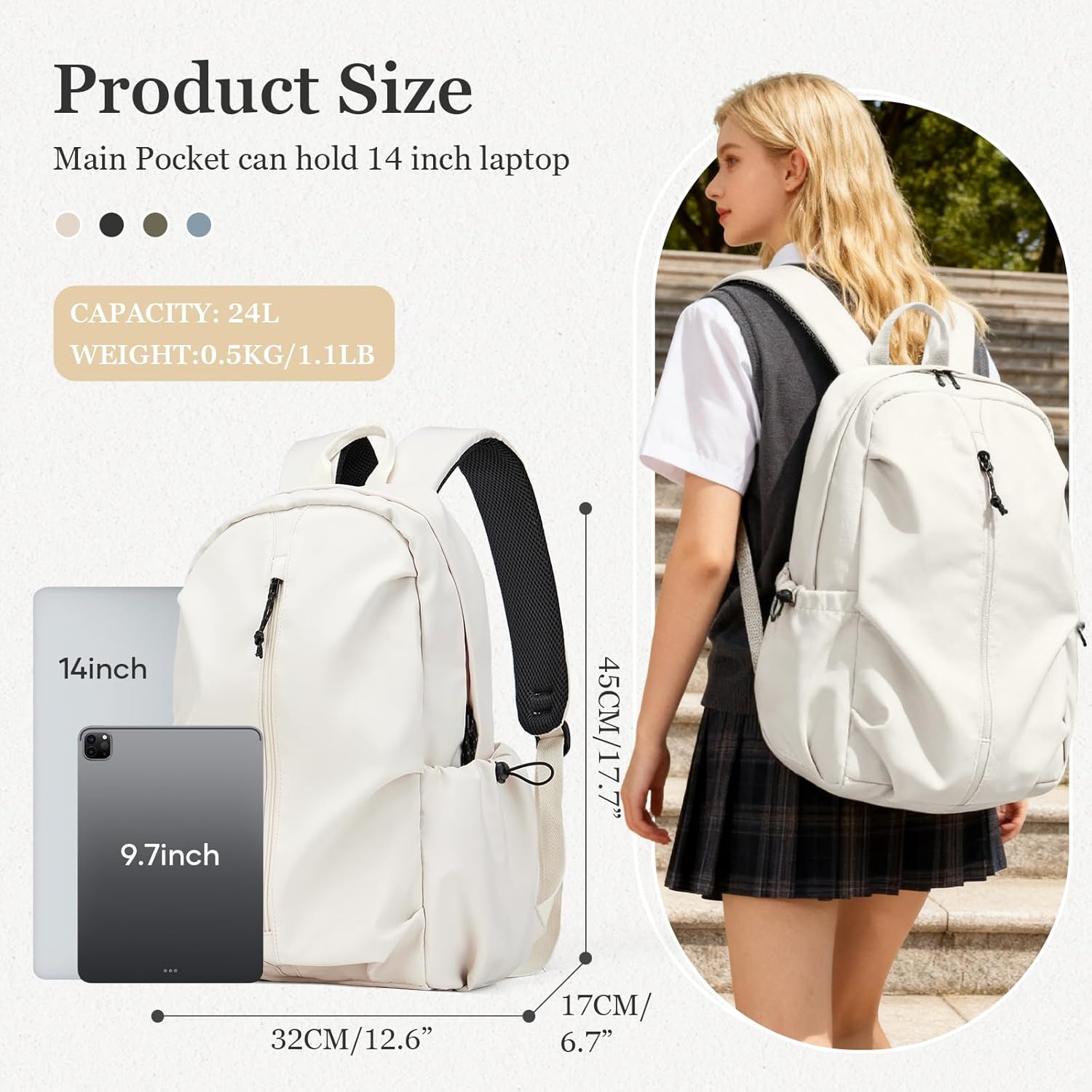 weradar Aesthetic College Backpack For Women Men,Fashion Student Bookbag,Classic High School Backpack For Teens - Image 2