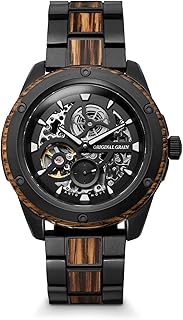 Whiskey Black Rugged Automatic 44mm | Automatic Movement, 316L Stainless Steel, Adjustable Watch Band | 10ATM Water-Resistant & Scratch-Resistant | Whiskey Barrel Wood