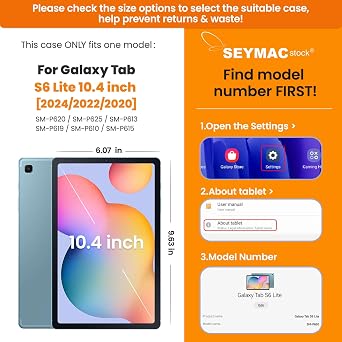 SEYMAC stock Case for Samsung Galaxy Tab S6 Lite 10.4 inch Shockproof Case with Screen Protector 360° Rotating Stand/Hand Strap Pen Holder & Shoulder Strap Black
