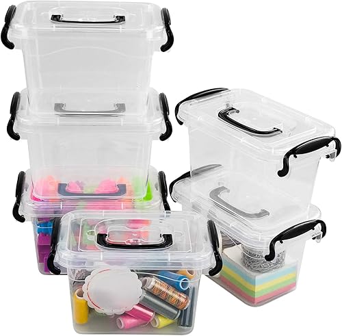 Miniatura 7 de Contenedores de plástico transparente con tapas, 6 paquetes, mini contenedores de plástico con pestillo, 1.5 L