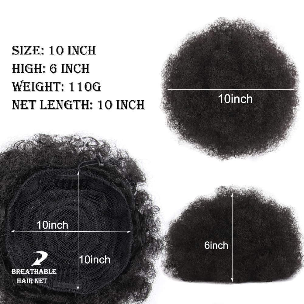 Capelli chignon disordinati Coda di cavallo con coulisse afro for donna, 8/10 pollici capelli ricci afro crespi sintetici extension for chignon con clip in posticci con coulisse a coda di cavallo Veri