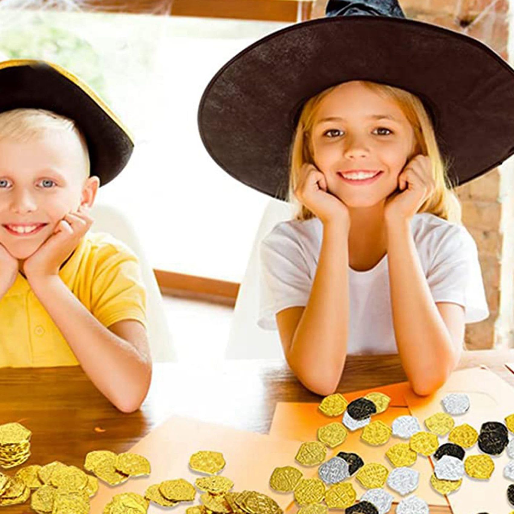 1200 Piezas de Monedas de de Plástico Monedas Piratas Niños Juegan Monedas para Fiesta Pirata Cofre del Juegos Fichas Juguetes Cosplay