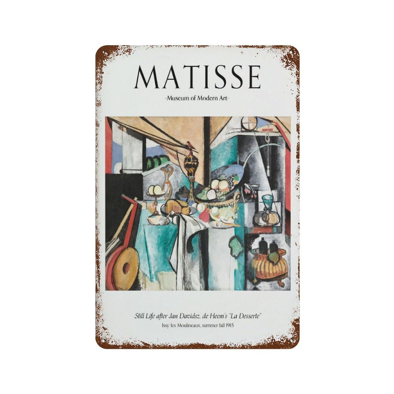 xiaoxiaoshen Henri Matisse La Desserte 1915, French Ist, Home Decor, Exhibition Wall Decor Art Metal Tin Poster Modern Home Decor Art Home Bar Shop Decorations Vintage Sign 30x20cm