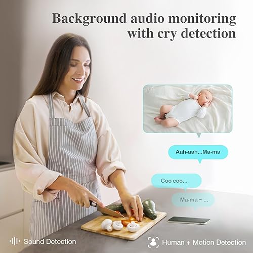 Miniatura 5 de Sense-U Monitor de cámara AI para bebé con detección de movimiento de respiración de sueño sin sensores, cámara de video inteligente de seguridad
