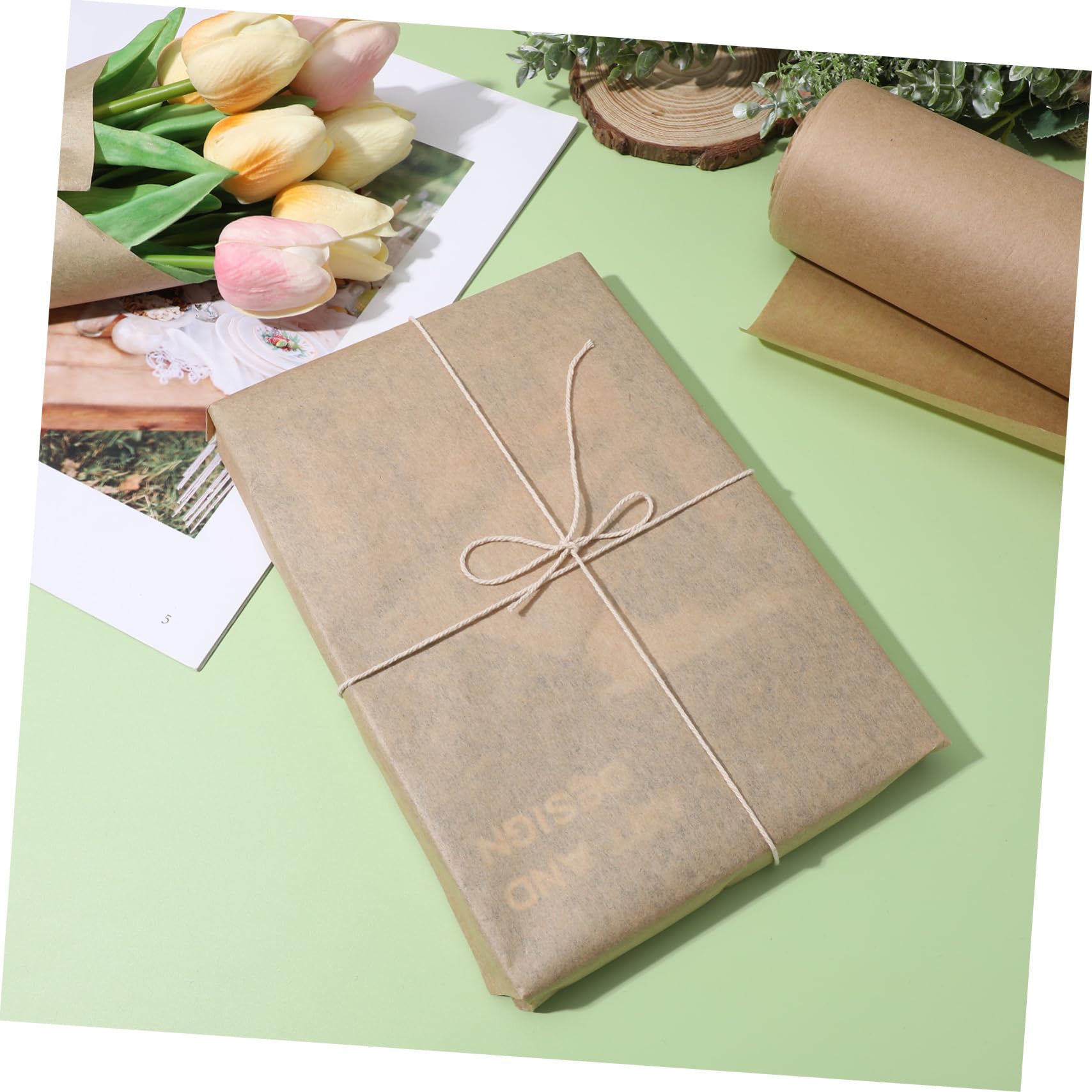 minkissy Braunes Kraftpapierrolle Geschenkpapier Packpapier Blumenstraußpapier Bastelpapier Naturpapier Blumenverpackungspapier Reißfestes Verpackungsmaterial