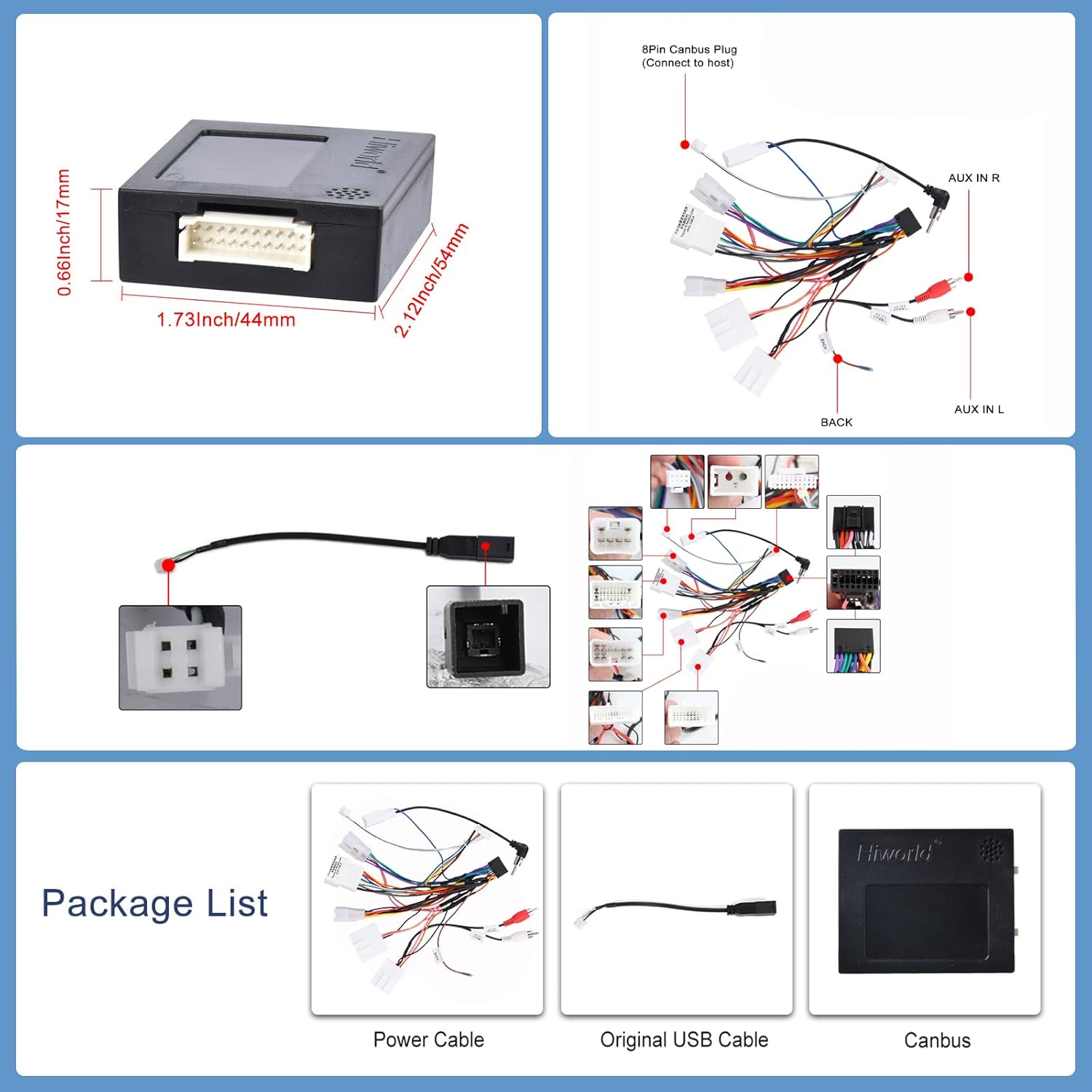 Wiring Harness for Toyota J-B-L Stereo Radio, 16-Pin Harness with Canbus, Compatible with Camry Corolla RAV4 Lexus Tundra 4Runner Highlander Vios Yaris Sienna Hilux Prado Fortuner,Power Cord/Box