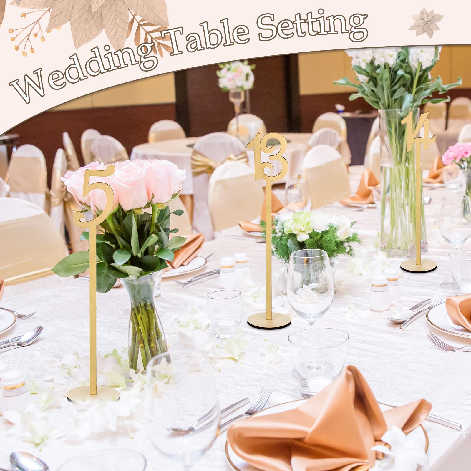 Vicenpal 30 Stück Tischnummern Hochzeit 1-30 Tischnummern Holz Tischnummern für Hochzeit Empfang Ständer Sitznummern mit Halter Basis Tischnummern für Hochzeit Party Event Catering (Holzfarbe)
