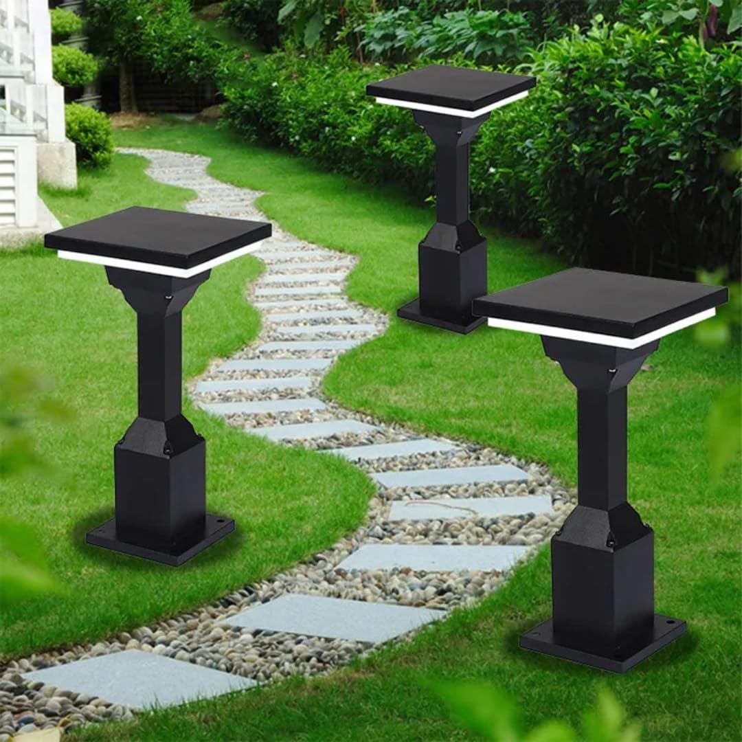 Glowave® Outdoor Modern Black Bollard Garden Lantern Post Light for Pathways, Driveway, IP65 Waterproof - Warm White (488 GL) 3