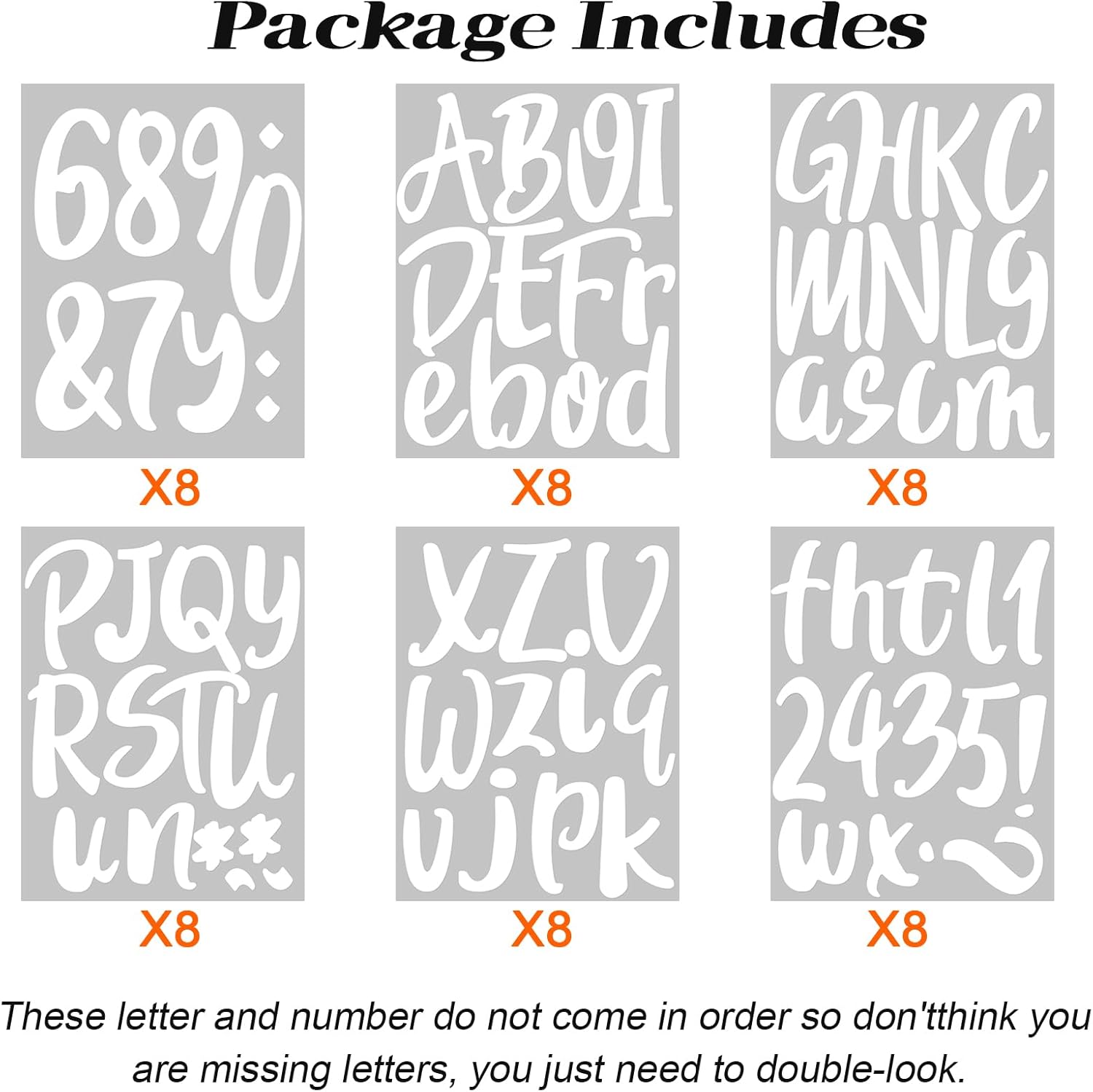 Outus 576 Pieces 8 Sheets Letters Stickers Self Adhesive Vinyl Letter Alphabet Number Stickers Mailbox Numbers Sticker, Decals for Classroom Decor, Sign, Door(White,6 Inch)