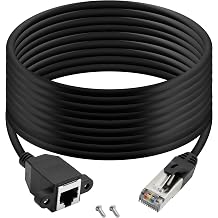 QIANRENON RJ50 10P10C Male to Female Extension Cable Panel Screw Mount Shielded Cat 5E 26AWG for Motorola Radio Barcode Scanning Laser Printing Industrial Equipment etc.5m 16.4ft