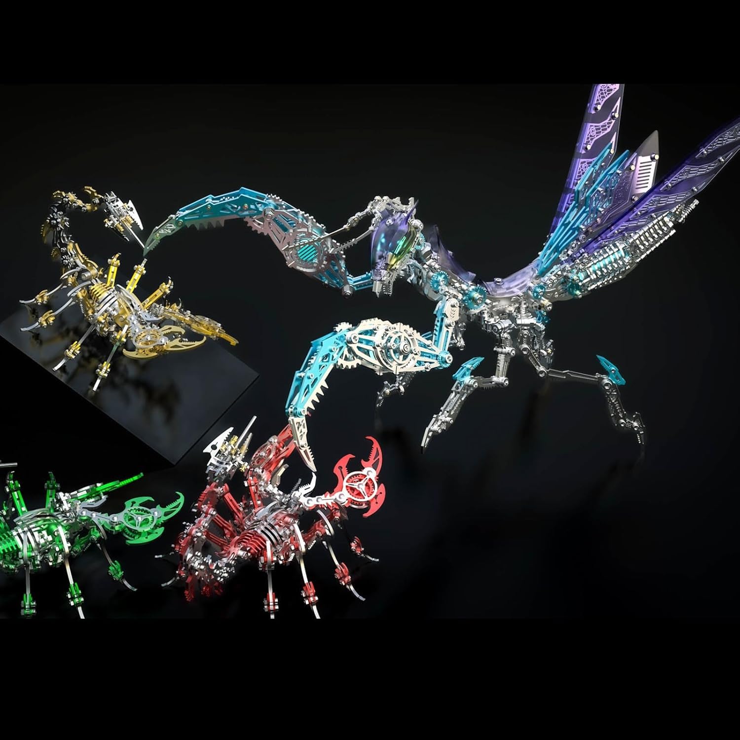 Bunte 3D Metall Puzzle Erwachsene Mantis mit Licht, 3D Modellbausatz Metall für Erwachsene mit Werkzeugen, Desktop Ornaments Spielzeug Geschenke