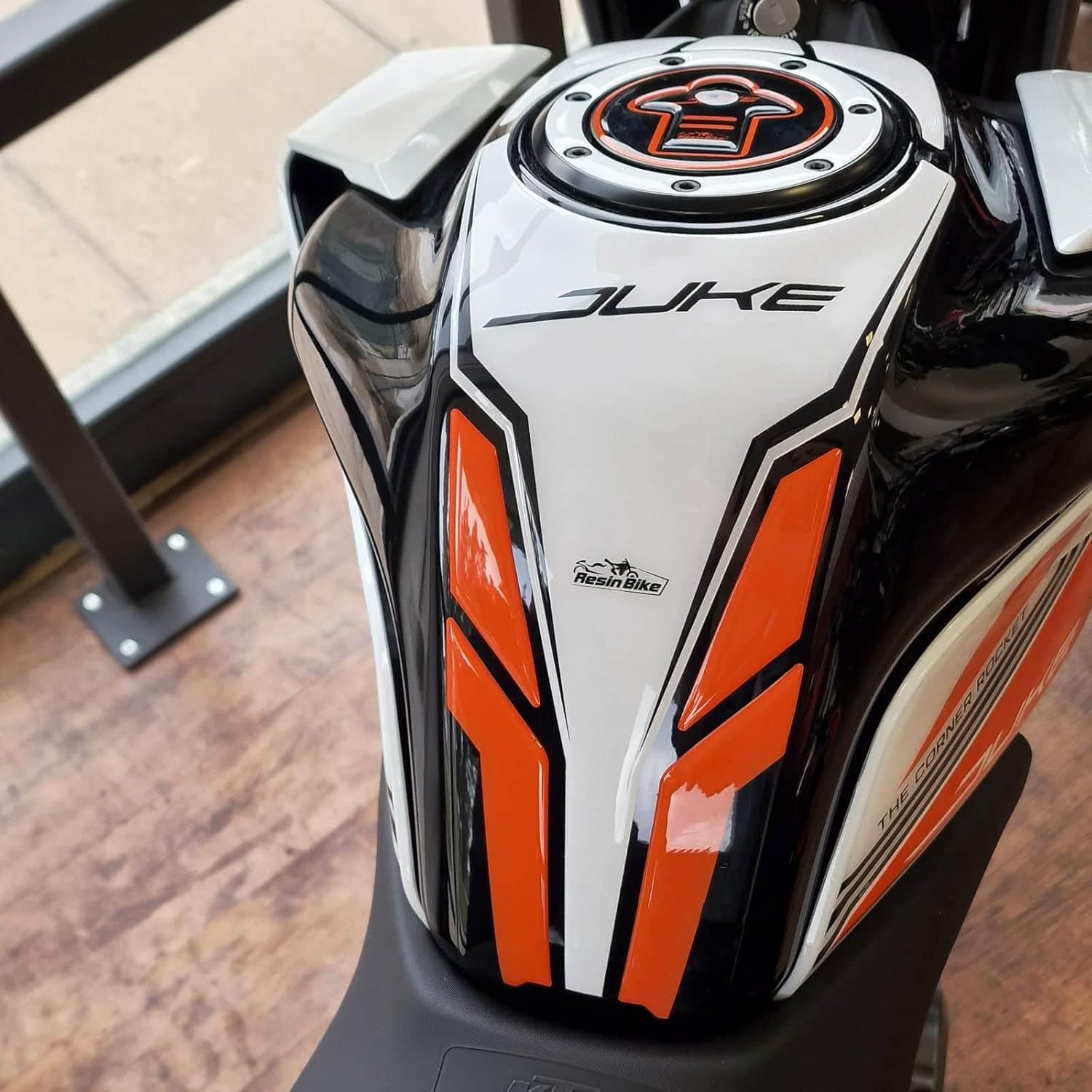 Resin Bike Motorcycle 3D Stickers Compatible with KTM Duke 390 2021-2023 Silver. Tank Protector Protection from Impact and Scratches. Resin Stickers - Made in Italy