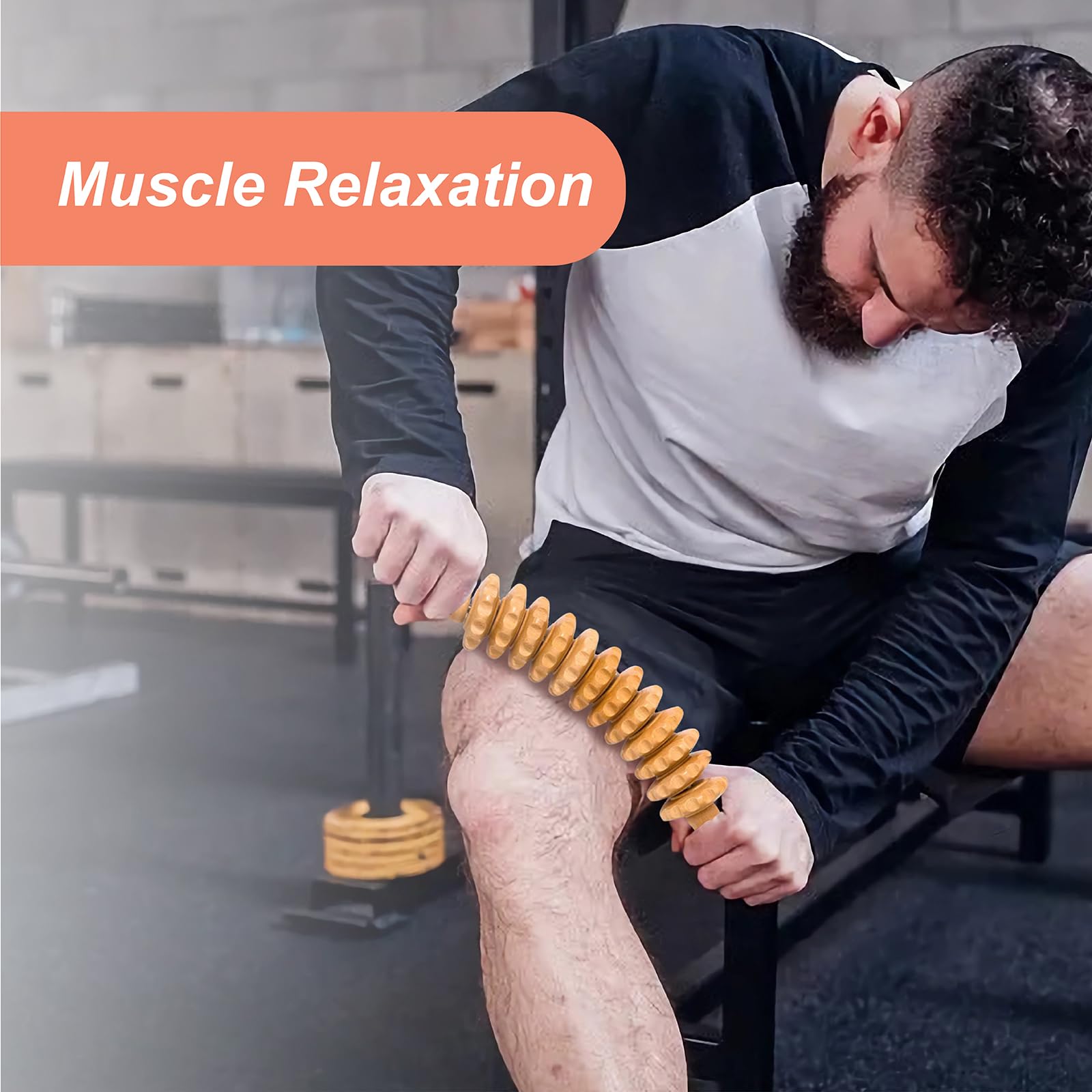 3 Stück Faszienstab Holz – Massageroller mit 12 Rollen für Nacken, Rücken, Beine, Füße & Kieferlinie – Muskelentspannung & Lymphdrainage – Ideal für Zuhause, Büro & Reisen