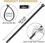 ALBO Cravates Zip Noir 10 1 cm 1000 Pack câble en plastique long est épais 0.19 C'est un poids lourd. 50 Voir lb UV Cravates en Nylon résistants pour intérieur et extérieur