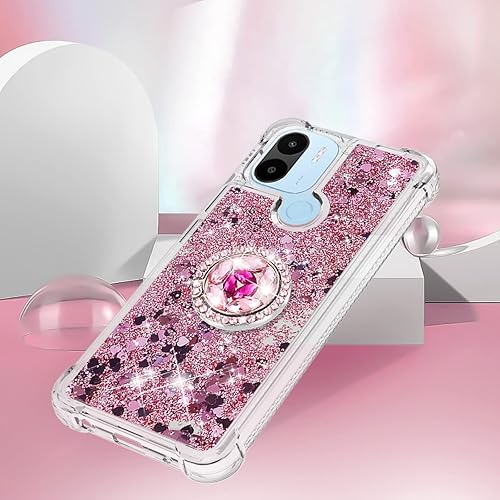 Miniatura 5 de CCSmall Funda brillante transparente con purpurina para Xiaomi Redmi A1, resistente a prueba de golpes que fluye líquido cubierta flotante para